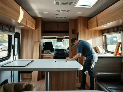 RV interior restoration with new upholstery and flooring